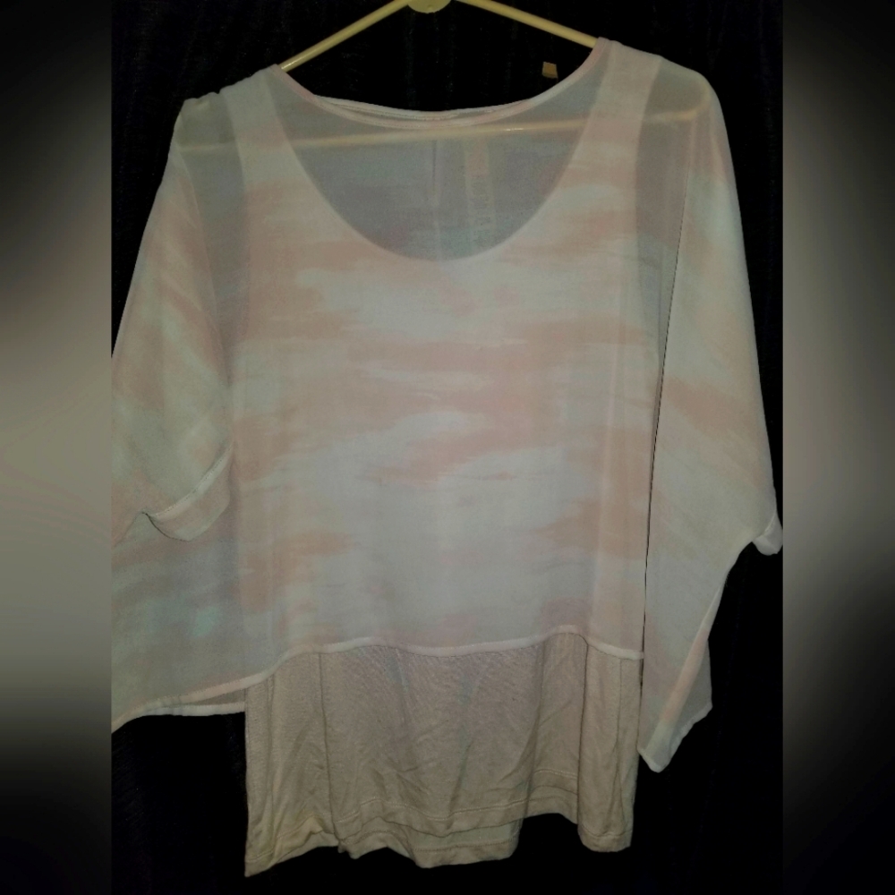 CHICO'S Yellow Chiffon Double Layer Sheer Poncho Blouse - Womens Size 0